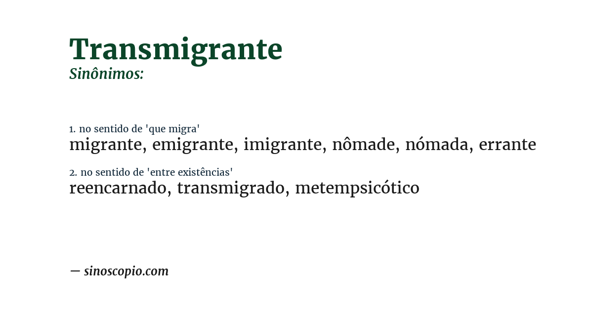 Sinônimo de transmigrante