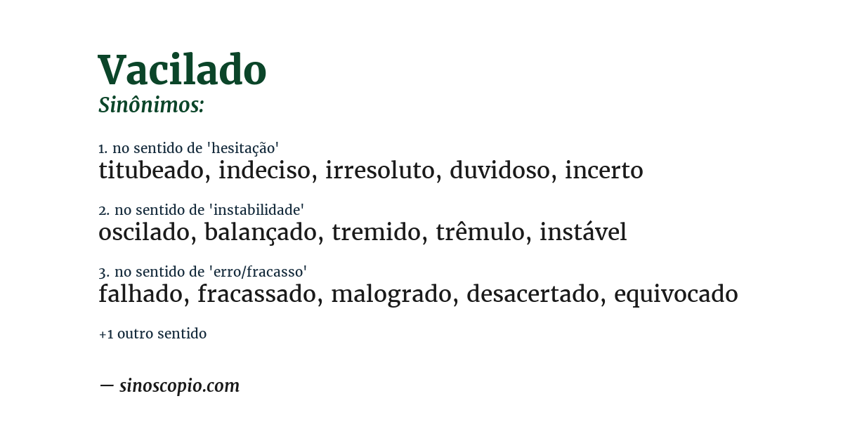 Sinônimo de vacilado