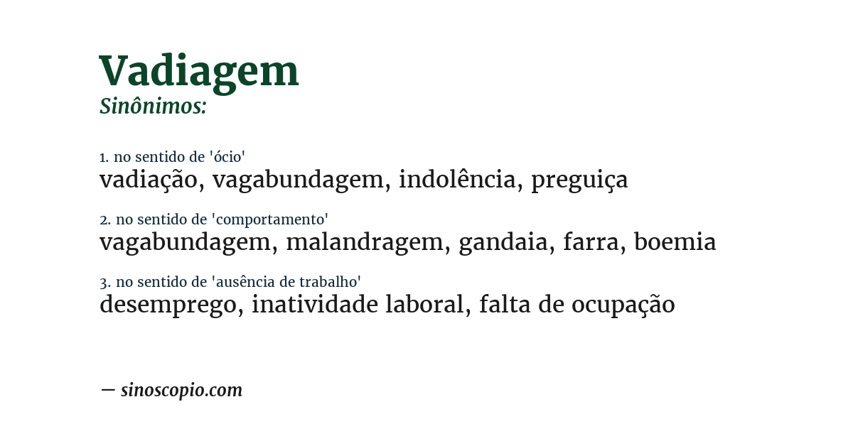 Sinônimo de vadiagem