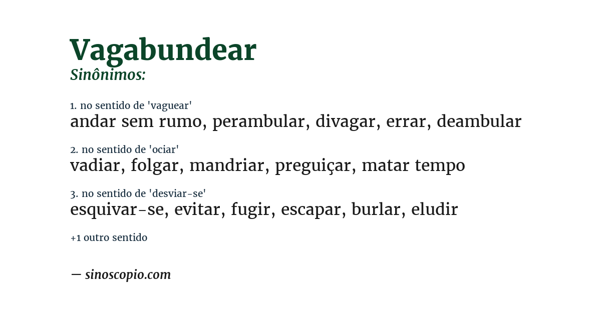 Sinônimo de vagabundear