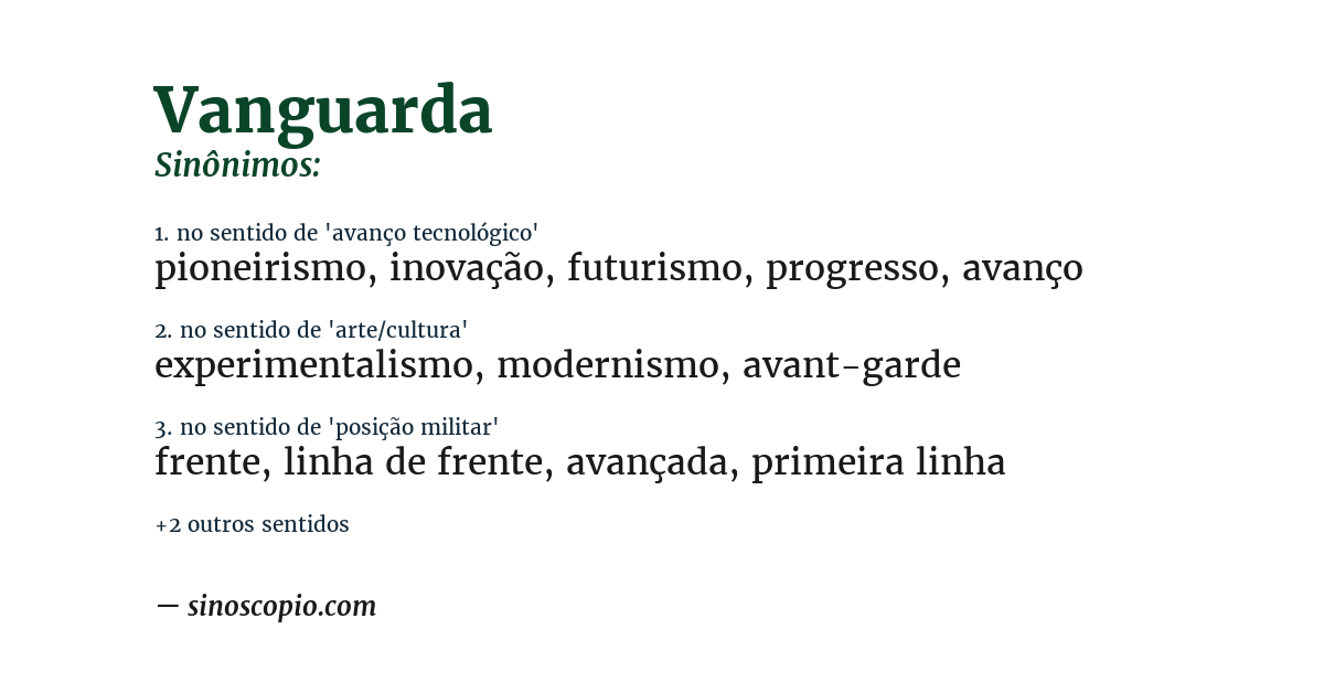 Sinônimo de vanguarda