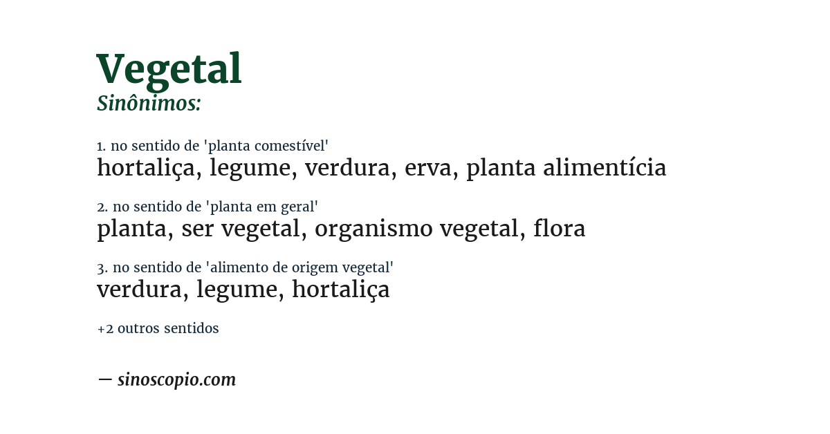 Sinônimo de vegetal