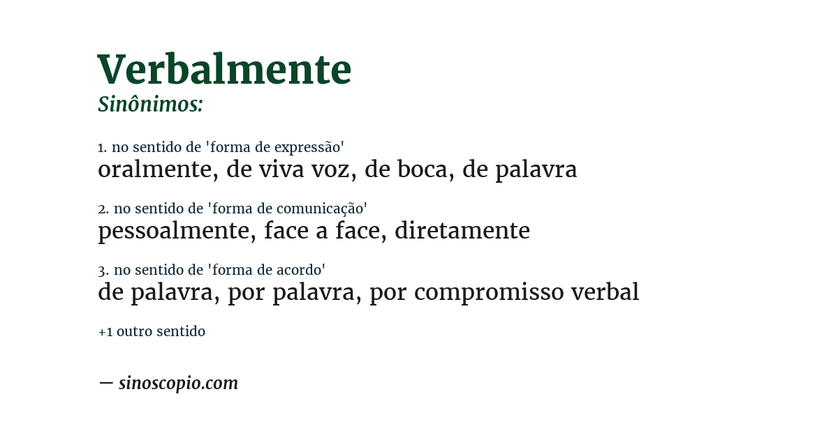 Sinônimo de verbalmente