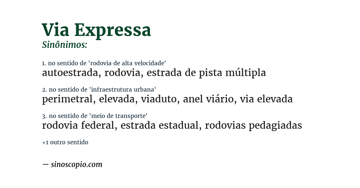 Sinônimo de via expressa