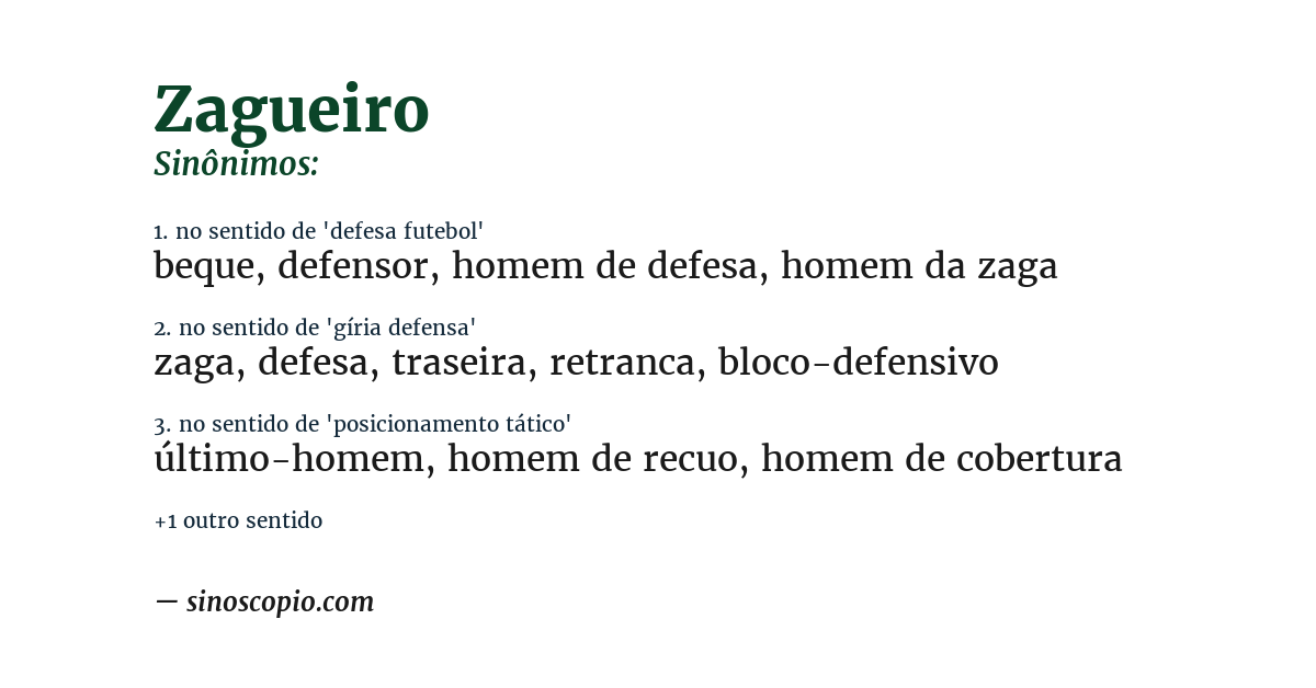 Sinônimo de zagueiro
