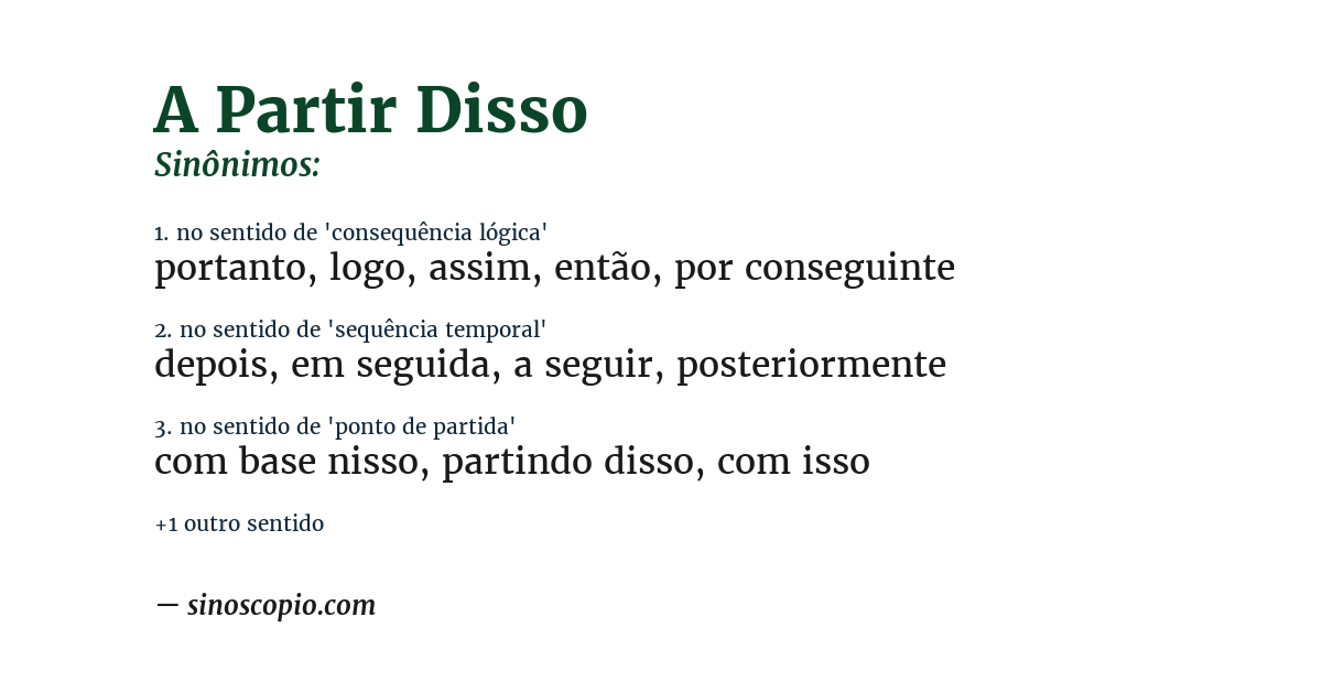 Sinônimo de a partir disso
