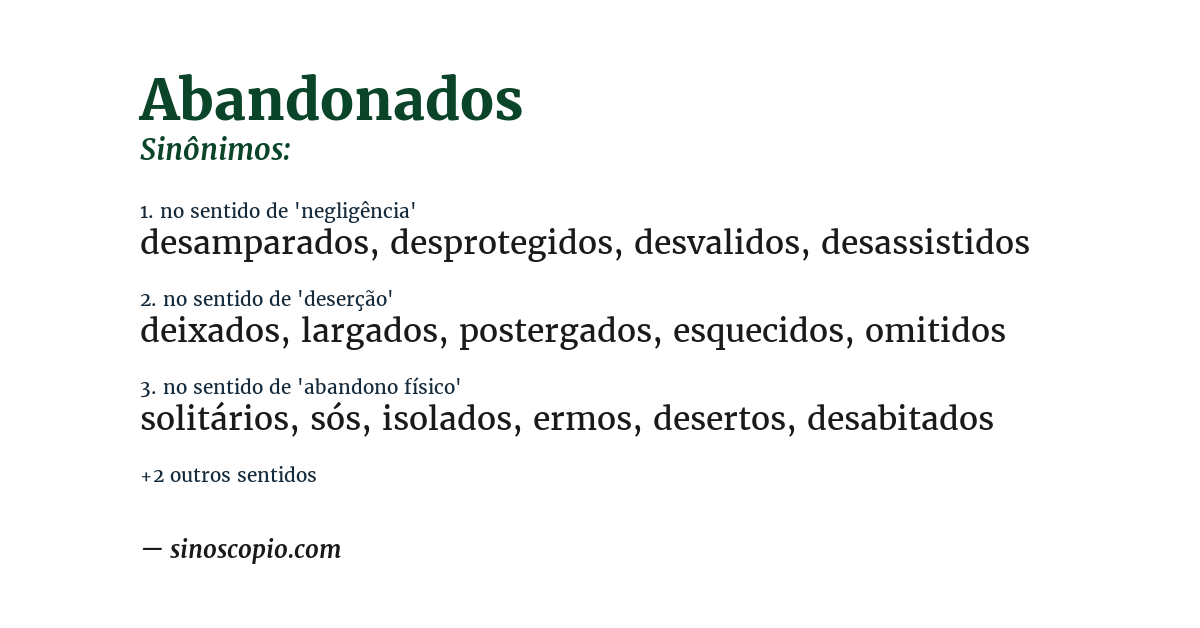 Sinônimo de abandonados