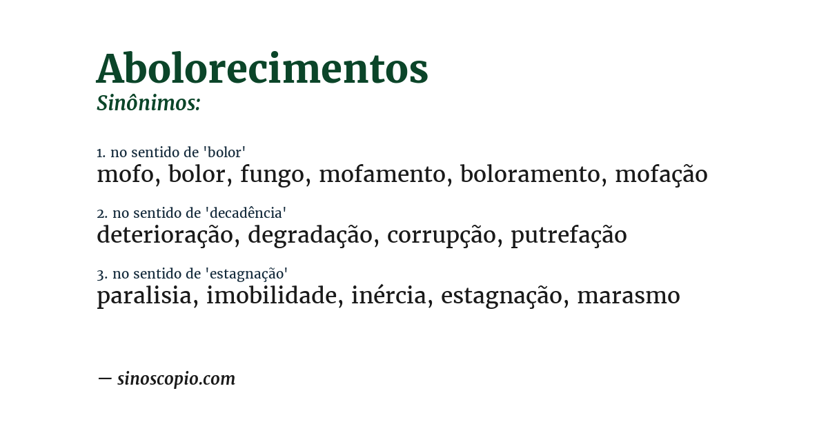 Sinônimo de abolorecimentos