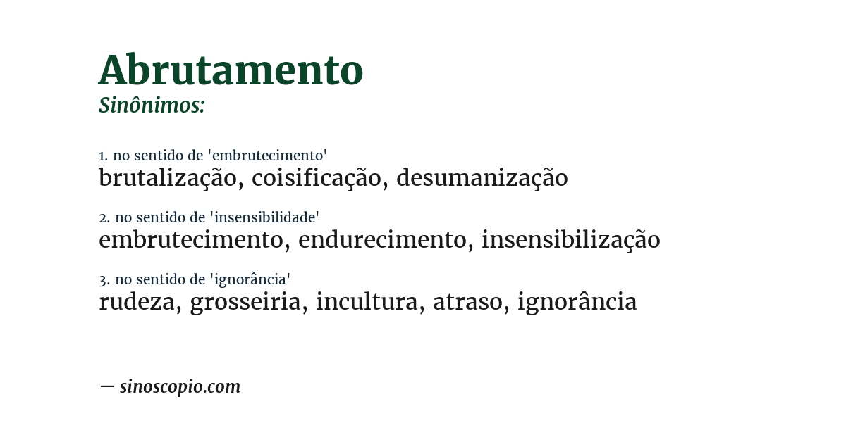 Sinônimo de abrutamento