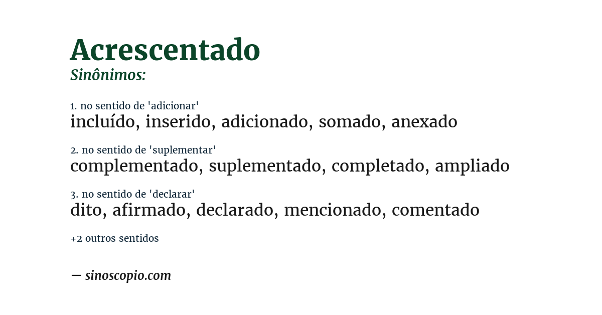Sinônimo de acrescentado