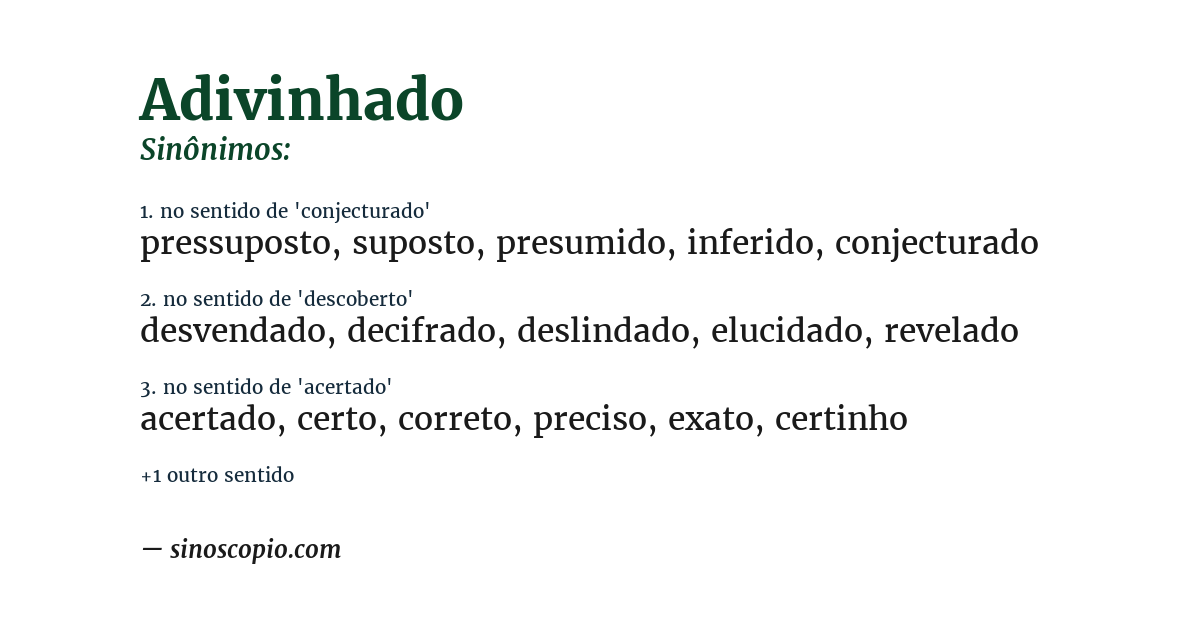Sinônimo de adivinhado