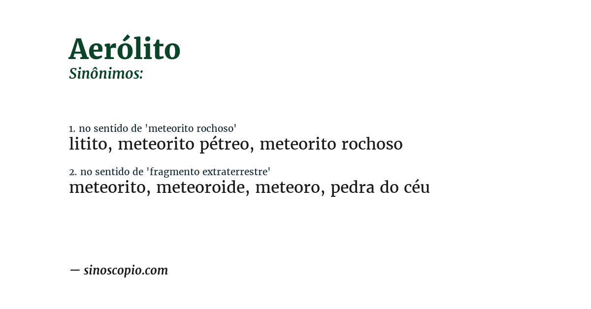 Sinônimo de aerólito