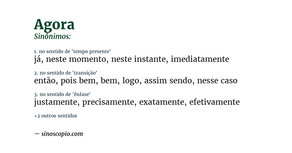 Sinônimo de agora