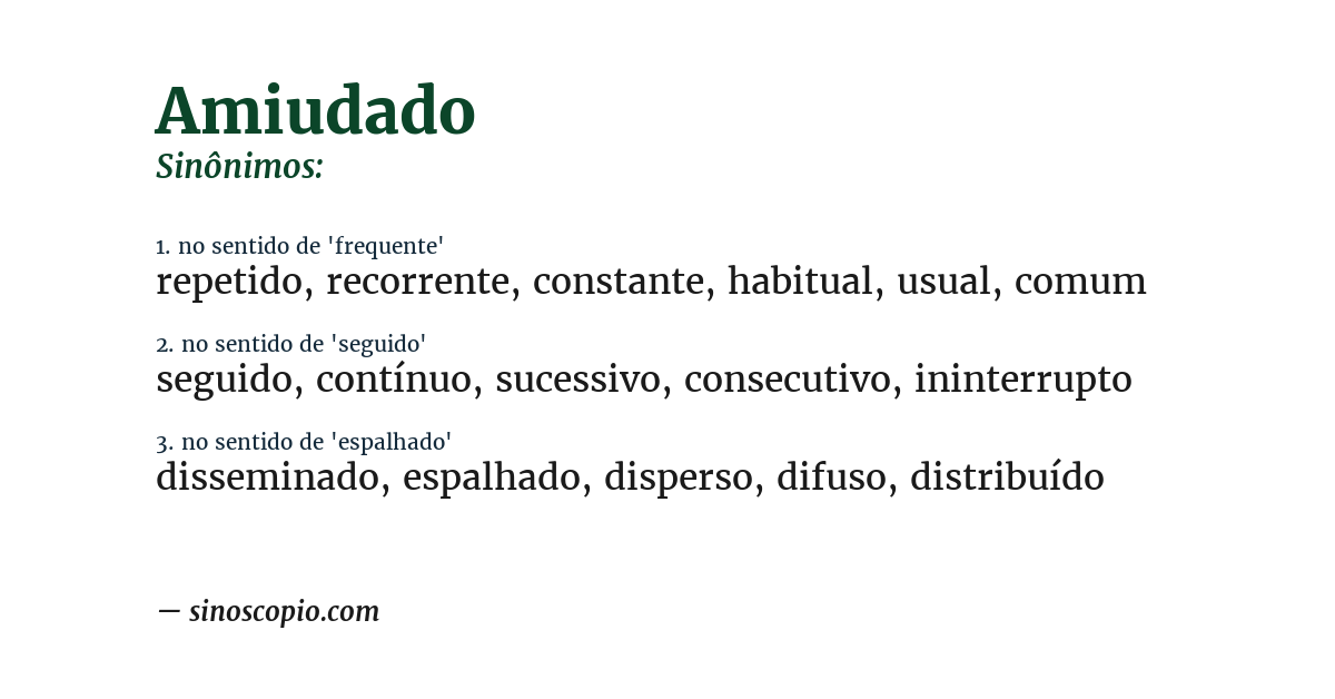 Sinônimo de amiudado