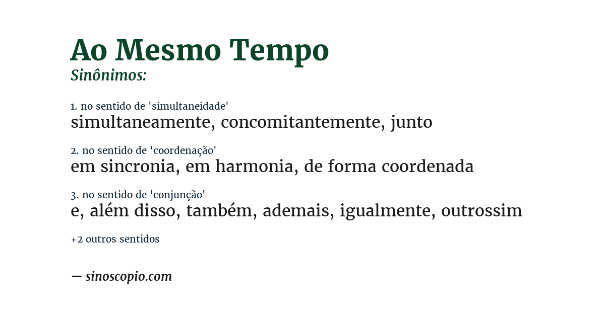 Sinônimo de ao mesmo tempo