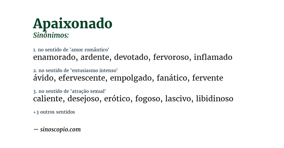 Sinônimo de apaixonado