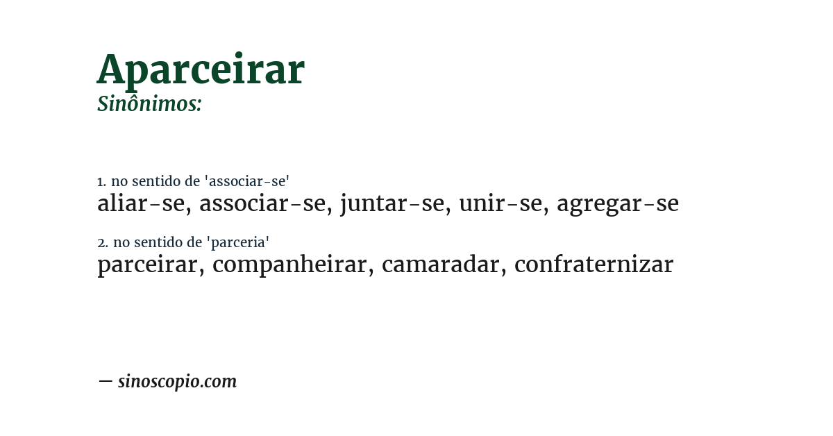 Sinônimo de aparceirar