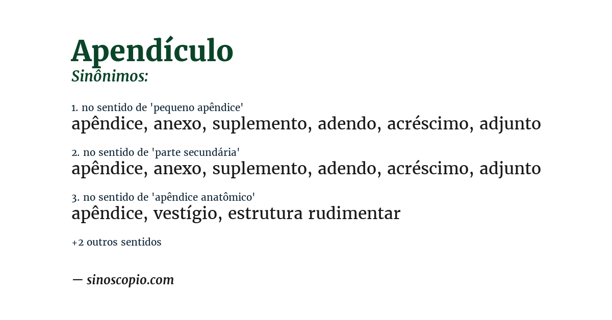 Sinônimo de apendículo