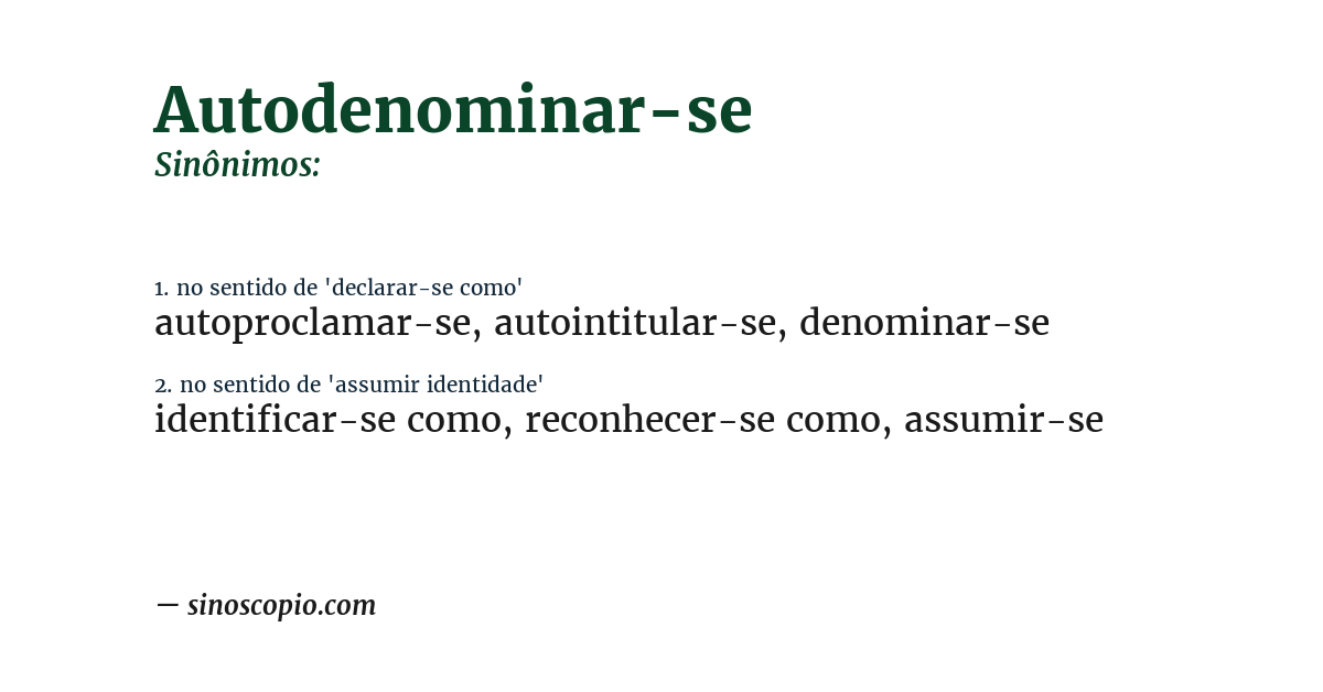 Sinônimo de autodenominar-se