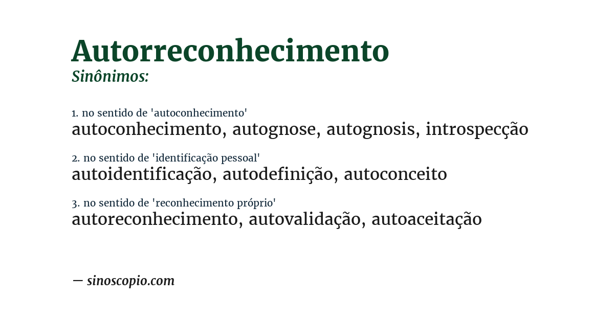 Sinônimo de autorreconhecimento