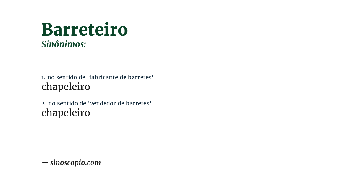 Sinônimo de barreteiro