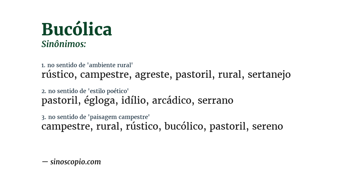 Sinônimo de bucólica