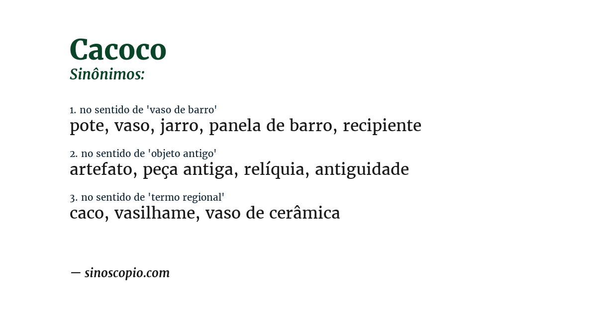Sinônimo de cacoco