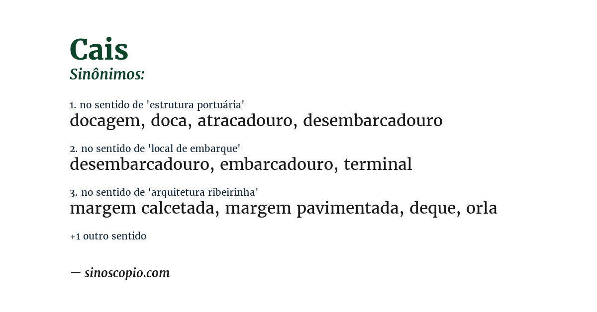 Sinônimo de cais