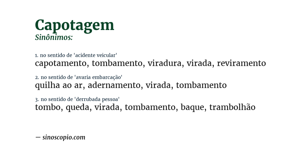 Sinônimo de capotagem