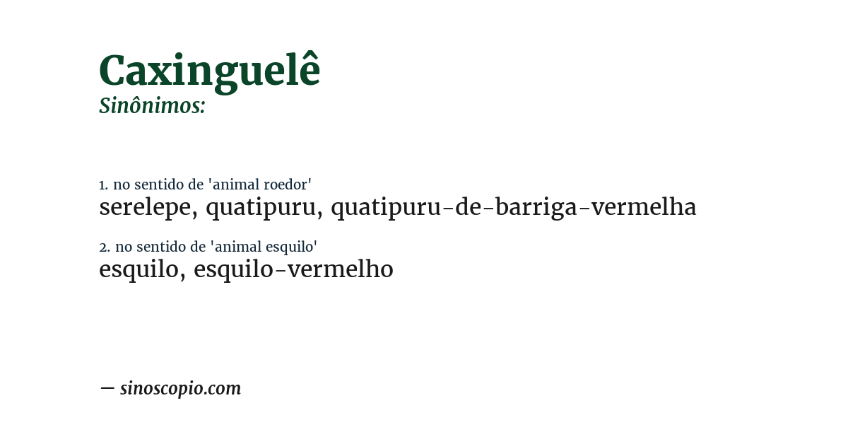 Sinônimo de caxinguelê
