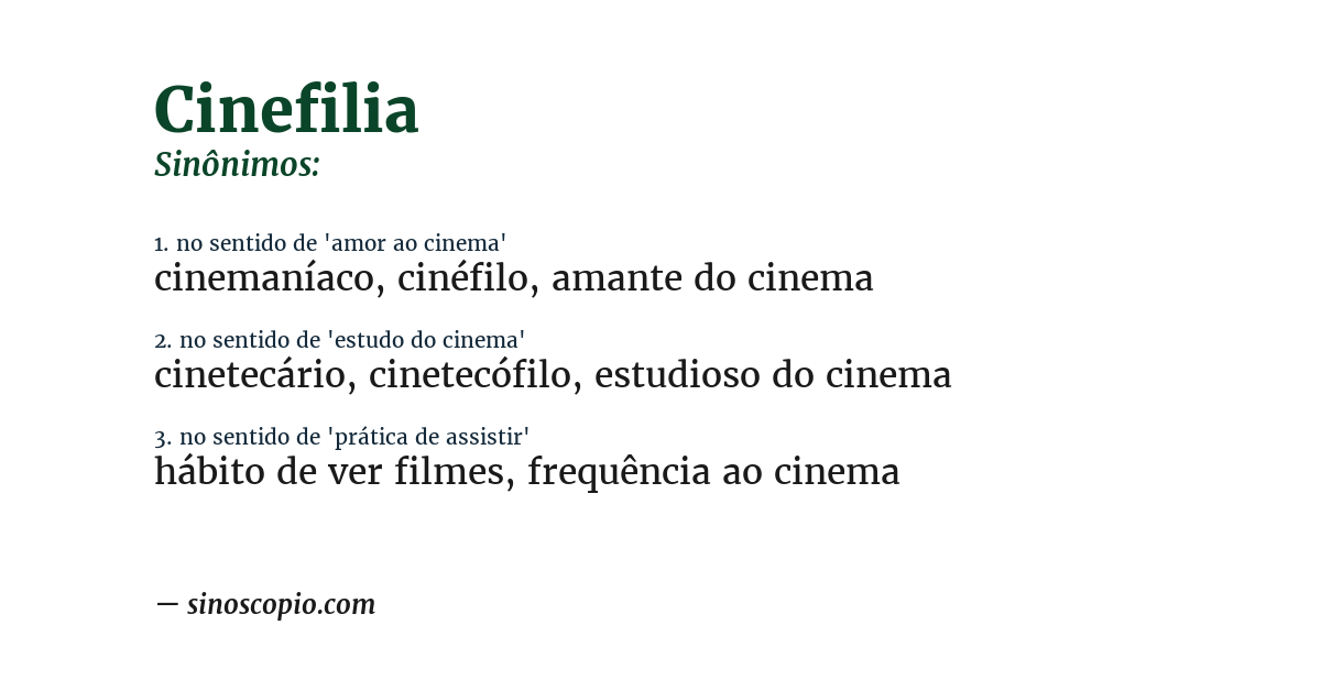 Sinônimo de cinefilia