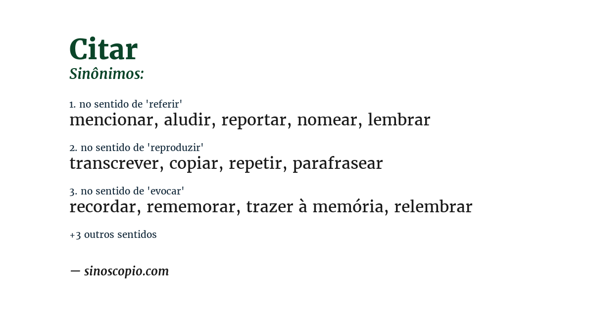 Sinônimo de citar