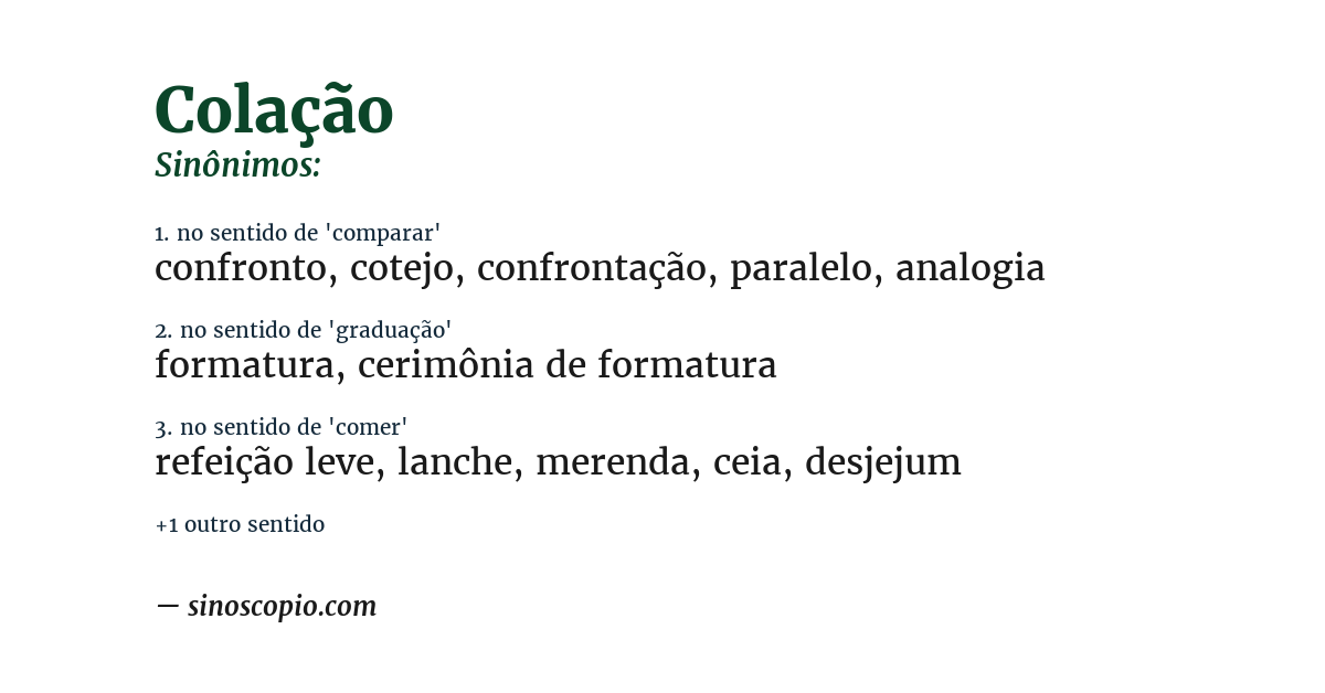 Sinônimo de colação