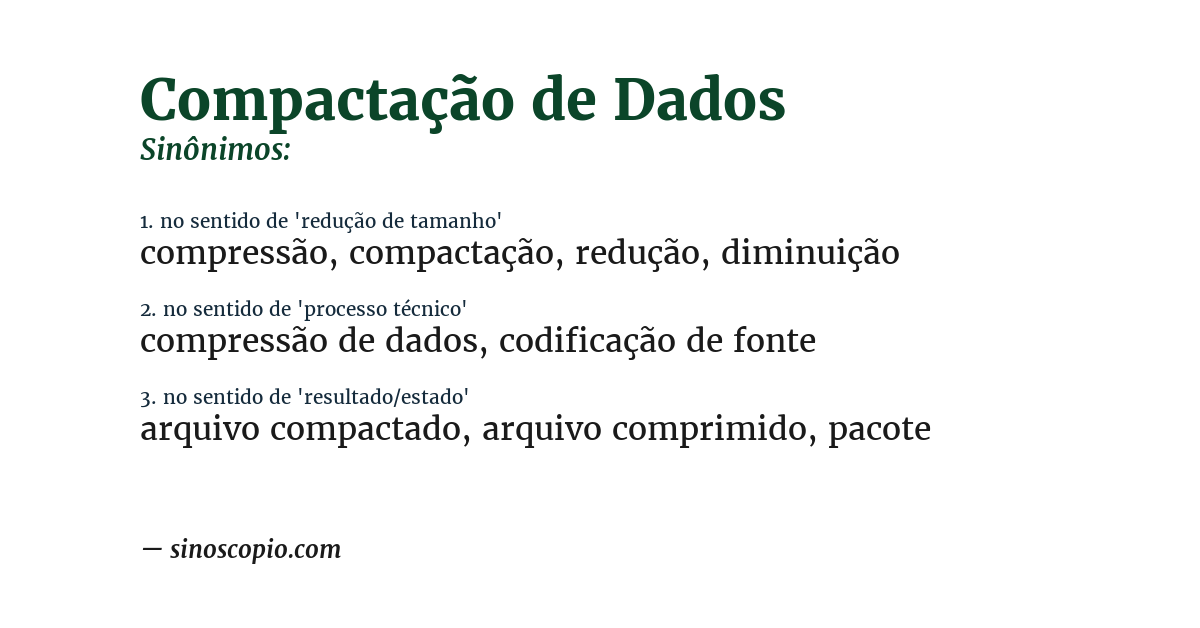 Sinônimo de compactação de dados
