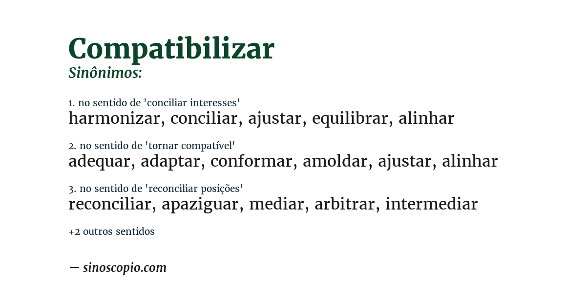 Sinônimo de compatibilizar