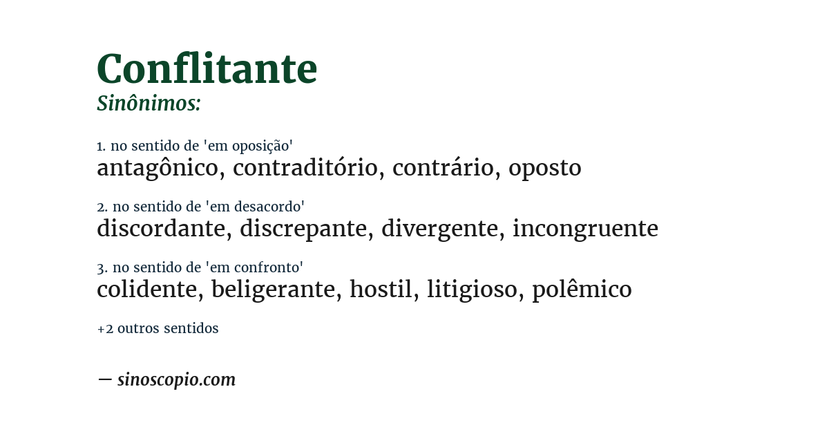 Sinônimo de conflitante