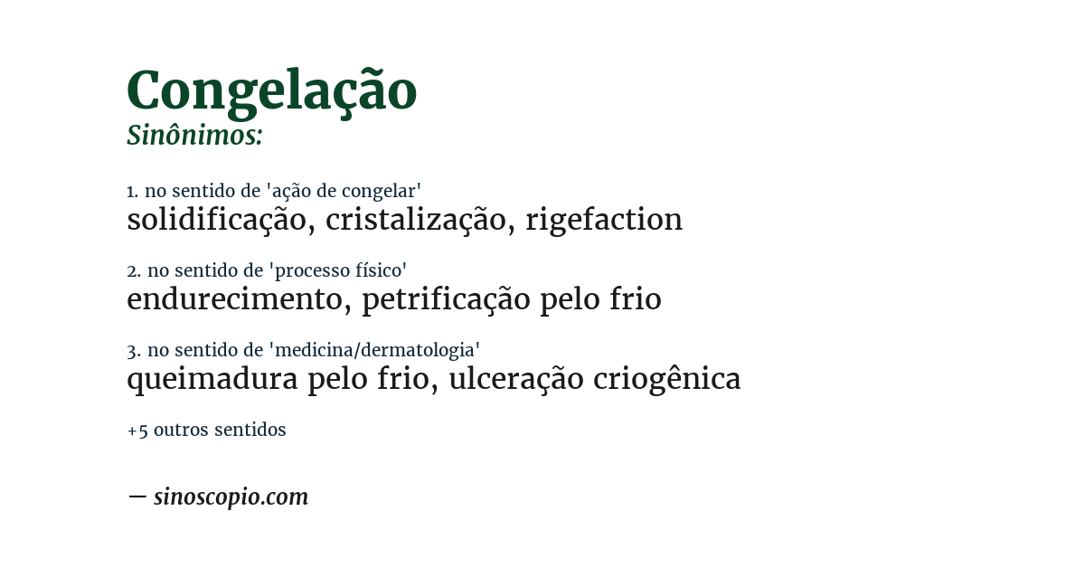 Sinônimo de congelação