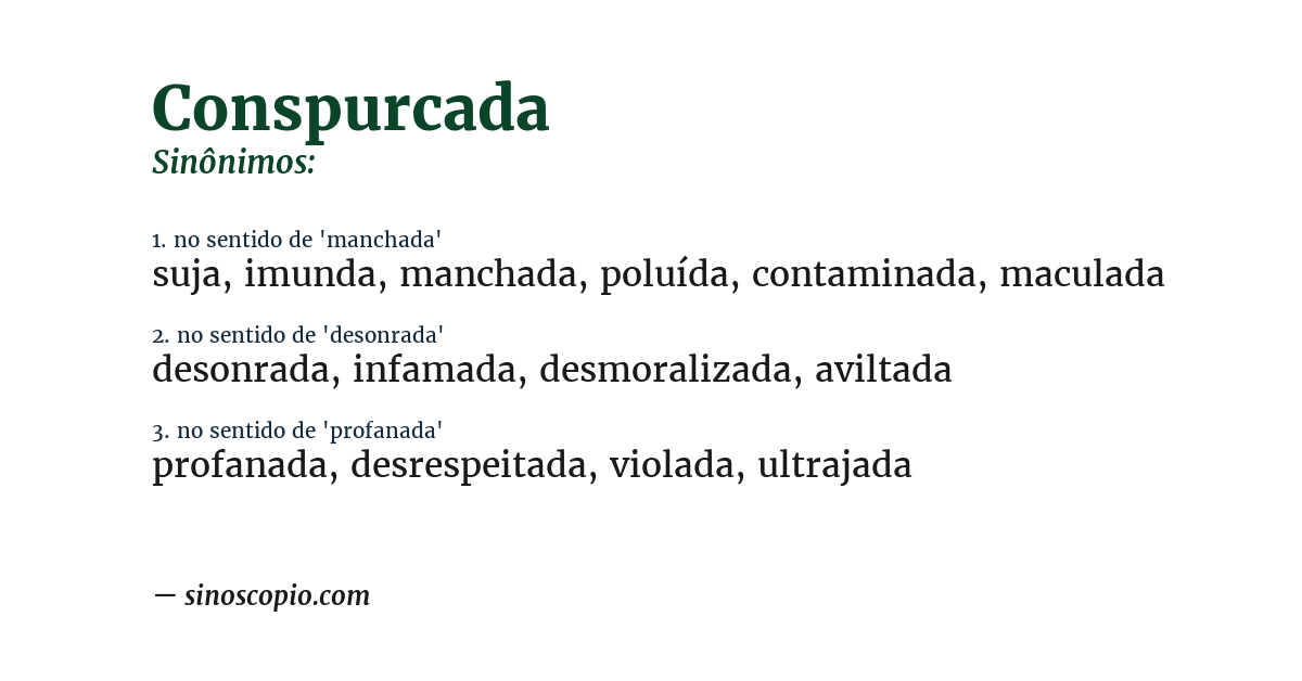 Sinônimo de conspurcada