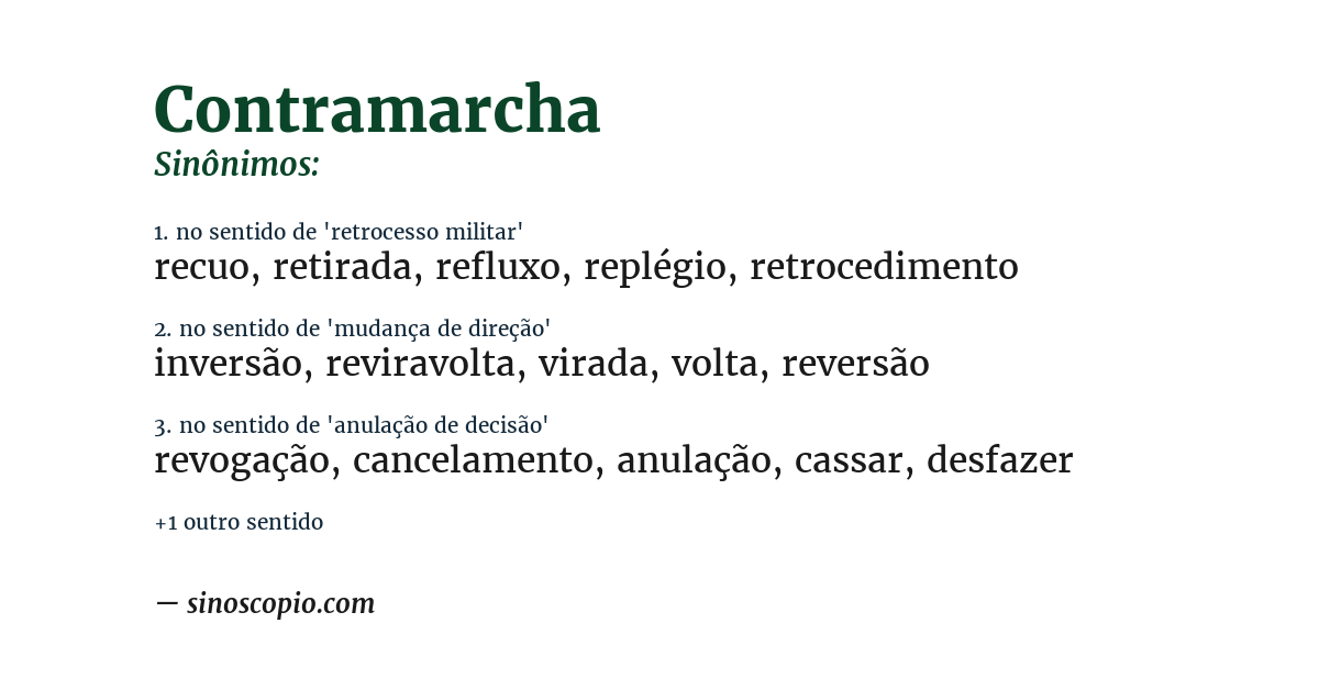 Sinônimo de contramarcha