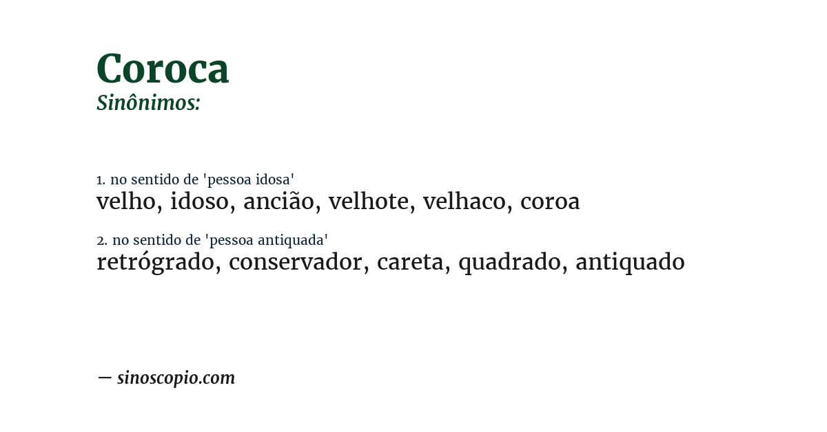 Sinônimo de coroca