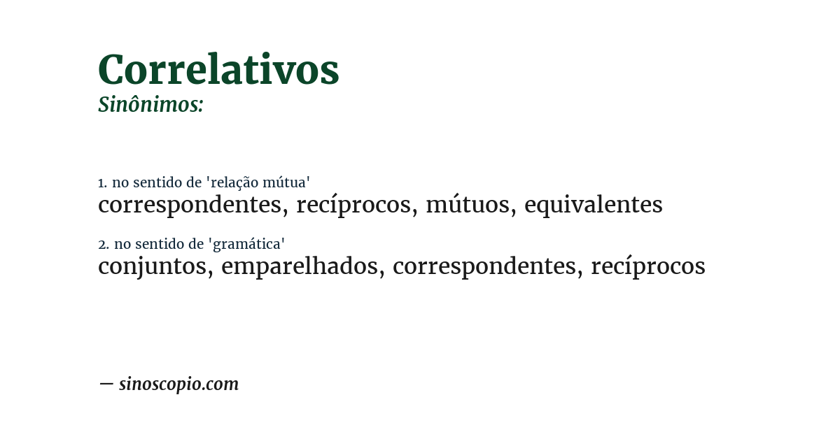 Sinônimo de correlativos