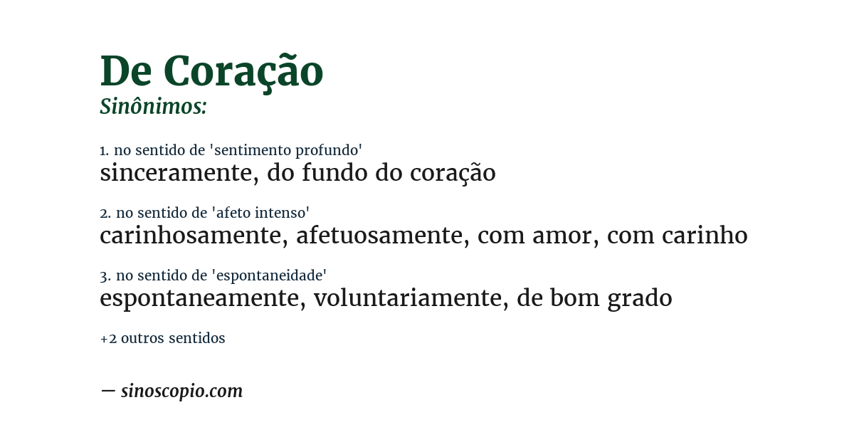 Sinônimo de de coração