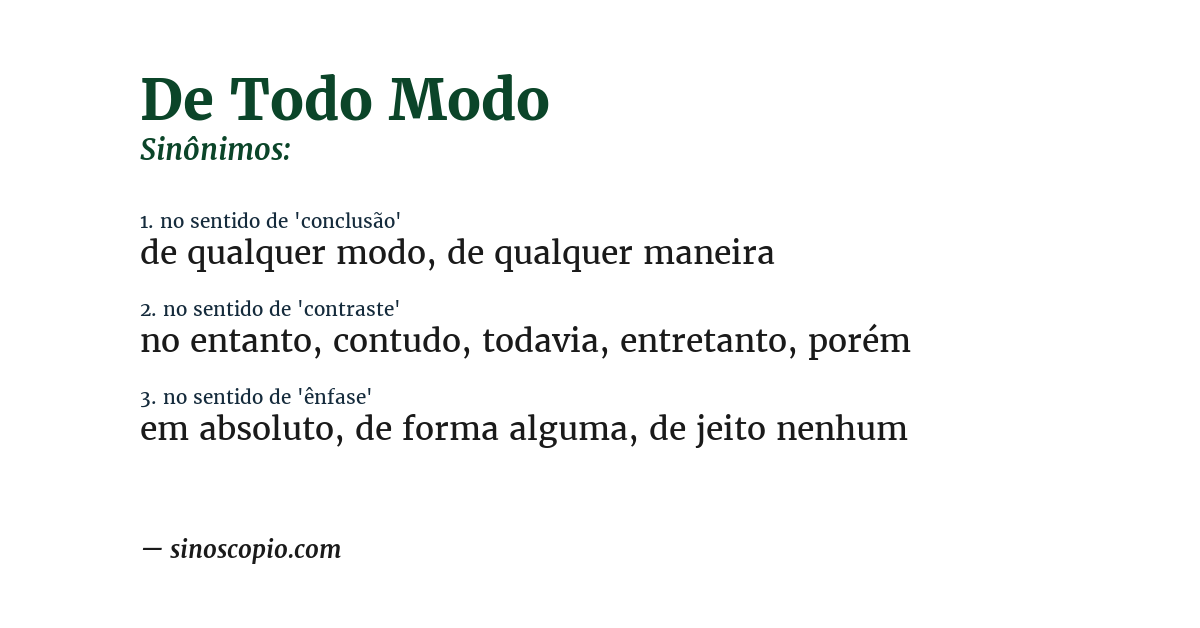 Sinônimo de de todo modo