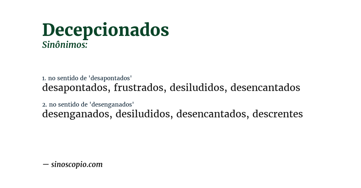 Sinônimo de decepcionados