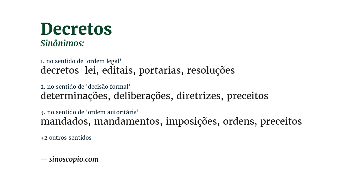 Sinônimo de decretos
