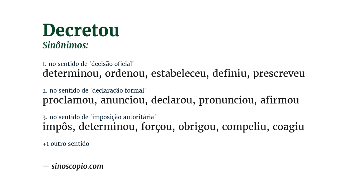 Sinônimo de decretou