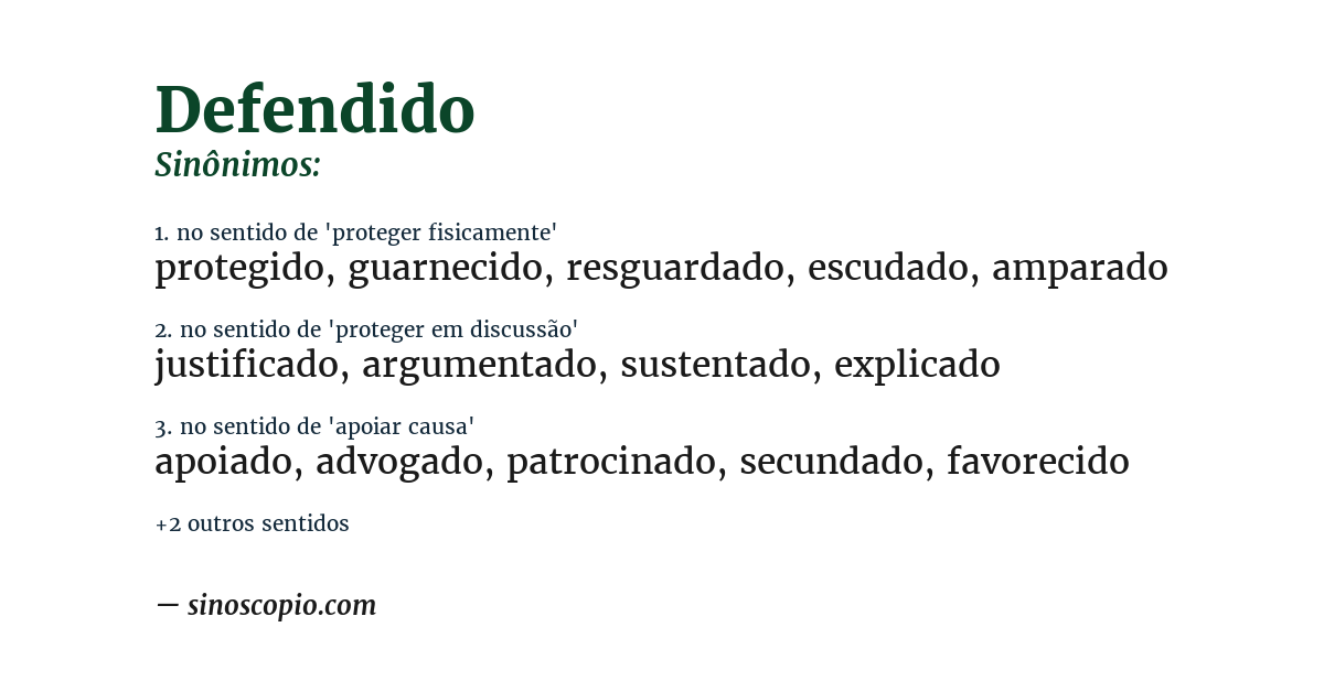 Sinônimo de defendido