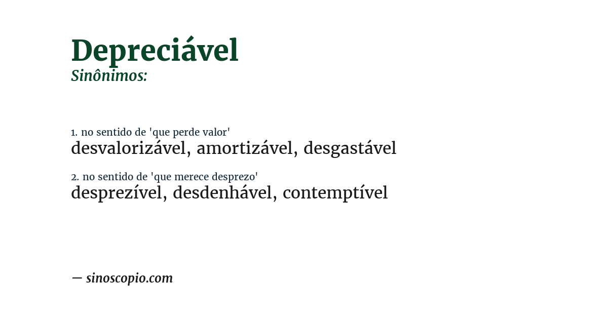 Sinônimo de depreciável