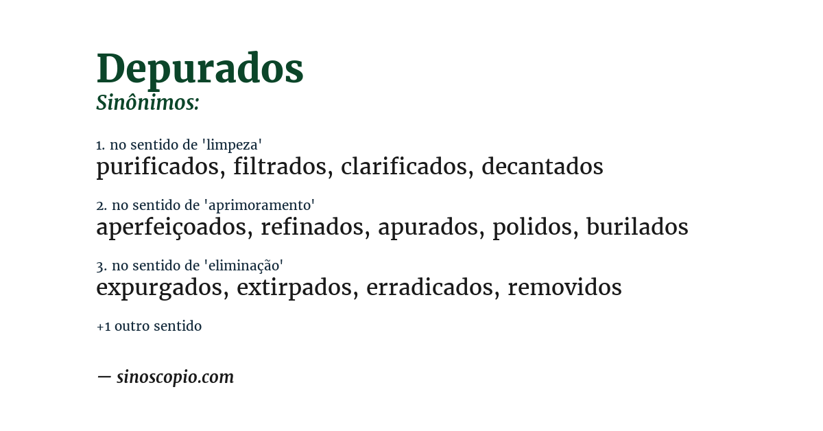 Sinônimo de depurados