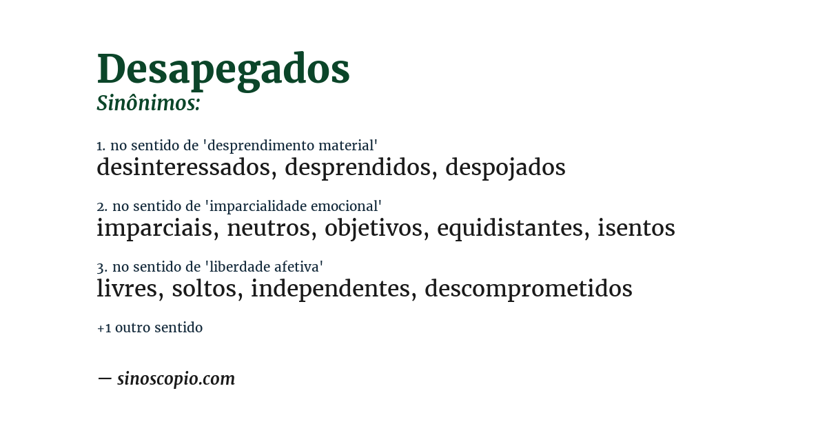 Sinônimo de desapegados